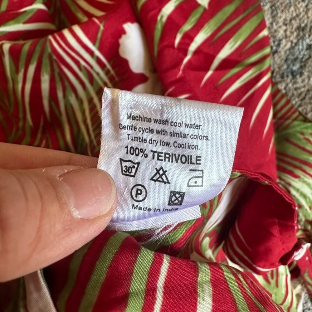 Rima Beachy Red Tropical Hibiscus‎ Palm Print Mini Dress XXL Hawaiian Resortwear - Picture 7 of 7